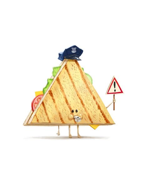 Sandwich Character Design, Triangle Character Design, Sandwich Character, Jean Jullien, Maya Art, Food Cartoon, Food Illustration Art, Cottage Art, Cat Icon