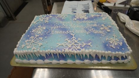 Winter Wonderland Sheet Cake Winter Sheet Cake, Cake Winter Wonderland, Frozen Sheet Cake, Winter Onederland Cake, Cake Winter, Winter Wonderland Cake, Frozen Theme Cake, Winter Onederland Birthday Party, Sheet Cake Designs