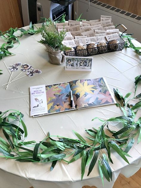 Book Signing Table, Wild Things Party, Baby Shower Table Centerpieces, Baby Shower Table, Table Frame, Book Signing, Baby Shower Woodland, Wild Things, Boy Birthday Party