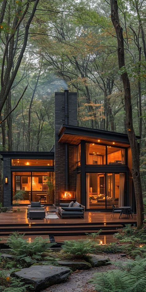 For those who enjoy getting out in nature but prefer the comfort of a bed over a tent, this subreddit is for you. It has 763K members and they are on a mission to put together an archive of as many awesome cabins as they can. House In Forest, Mountain Dream Homes, Mountain Home Exterior, Cabin Exterior, Beautiful Cabins, Casas The Sims 4, Home Decor Hacks, Luxury Amenities, Unique House Design