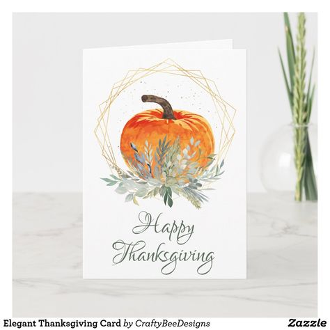 Thanksgiving Watercolor, Thanksgiving Cards Handmade, Blessed Thanksgiving, Modern Thanksgiving, Watercolor Pumpkin, Watercolor Birthday Cards, Thanksgiving Card, Pumpkin Thanksgiving, Pumpkin Leaves