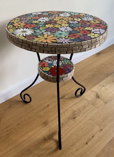 Mosaic Table Top Designs, Mosaic Patio Table, Stainless Table, Mosaic Tile Table, Table Mosaic, Tile Tables, Outdoor Patio Garden, Indoor Outdoor Patio, Outdoor Table Tops