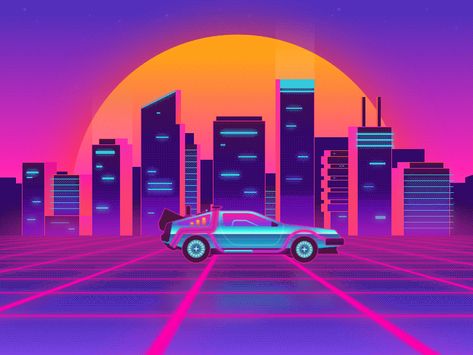 Back to the 80s by Max ⚡️ Osichka Vaporwave Gif, Vaporwave City, Stereo Hearts, Back To The 80s, Back To The 80's, New Retro Wave, 80s Aesthetic, Sunset City, Webpage Design