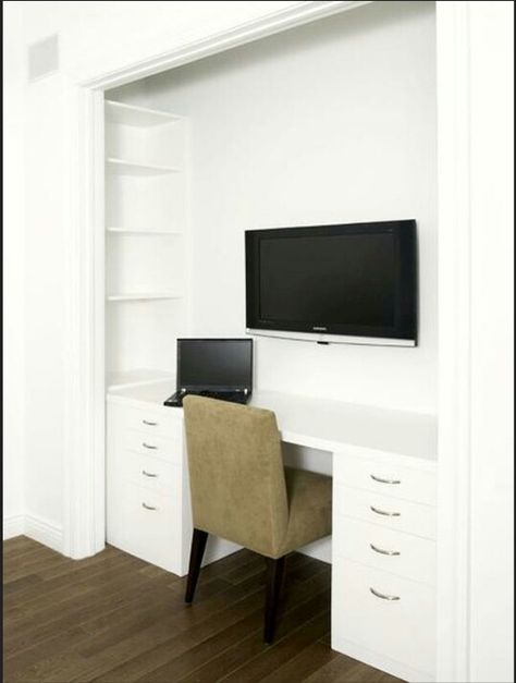 Room Closet Makeover Small, Closet Turned Office, Closet Conversion, Closet Desk, Closet Transformation, Home Office Closet, Minimalist Closet, Maximize Small Space, Closet Office