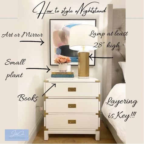 How To Style Nightstand, Style A Nightstand, How To Style A Nightstand, Bedroom Nightstand Decor, Bedside Table Styling, Dresser Decor Bedroom, Nightstand Styling, Bedside Table Decor, Style Nightstand