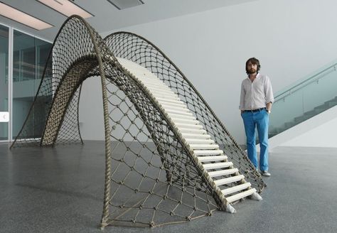 Simon Starling, Inverted funicular bridge, Museion 2009, photo Ivo Corrà Museion Bolzano http://www.museion.it/?p=2661 Simon Starling, Bridges Architecture, Shell Structure, Turner Prize, Tensile Structures, Bridge Art, Wood Architecture, Antoni Gaudi, Artistic Installation