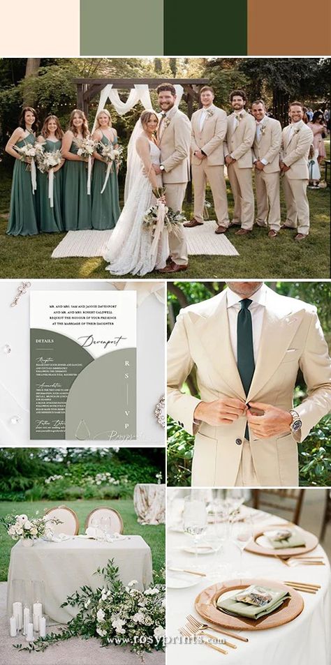 6 Spring Wedding Color Palette with Nature Green – Rosy Prints Forest Wedding Colors, White And Green Wedding Decor, Wedding Color Palette Spring, Green Wedding Color Palette, 2025 Vison, Enchanted Forest Wedding Theme, Sage Green Wedding Colors, Spring Wedding Color Palette, Dark Green Wedding