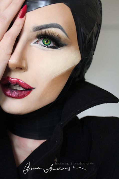 MALEFICENT MAKE UP TRANSFORMATION on Behance Maleficent Makeup, Make Up Diy, Fantasy Make-up, Halloweenský Makeup, Halloween Make-up Looks, Drag Make-up, Maleficent Costume, Great Halloween Costumes, Carnival Halloween