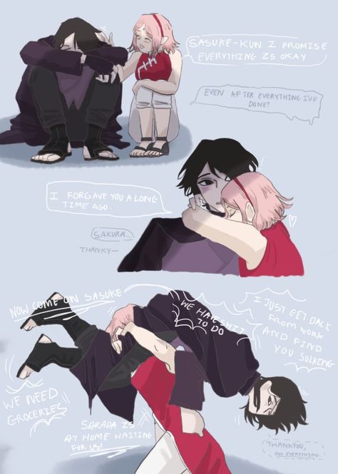 Sakura And Sasuke Kiss, Sasuke Uchiha Sharingan, Sakura Sasuke, Naruto Uchiha, Animal Crossing Funny, Cute Couple Comics, Naruto Teams, Naruto Sasuke Sakura, Naruto Comic