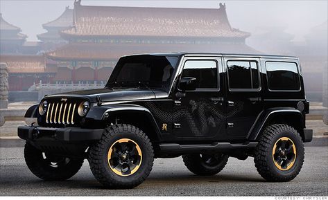 I know this is a concept for the Chinese market, but this is a pretty sick Jeep Wrangler! Jeep Wrangler 2012, Jeep Wrangler Rubicon Unlimited, Black Jeep Wrangler, 2013 Jeep Wrangler Unlimited, Auto Jeep, Jeep Wallpaper, Psa Peugeot Citroen, 2013 Jeep Wrangler, 2012 Jeep Wrangler