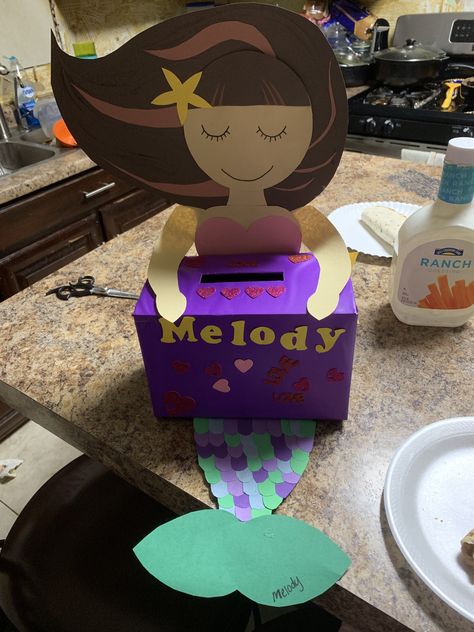 Gabby Dollhouse Valentine Box Ideas, Mermaid Valentine Box Ideas, Under The Sea Valentines Boxes, Little Mermaid Valentines Boxes, Mermaid Valentines Boxes Diy, Diy Valentine’s Day Box For Kids, Ariel Valentines Boxes, Fish Tank Valentines Boxes, Barbie Valentine Box Ideas