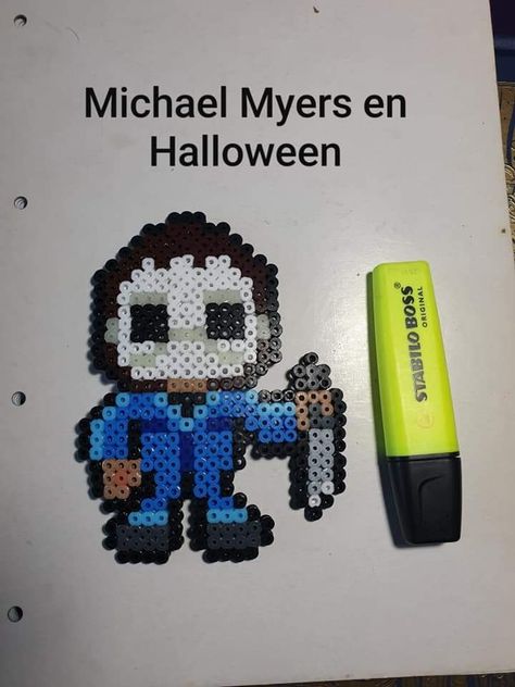 Micheal Myers Perler Bead, Michael Myers Perler Beads, Ancient Rome Projects, Michael Meyer, Perler Ideas, Bead Projects, Iron Beads, Melting Beads, Perler Beads Designs