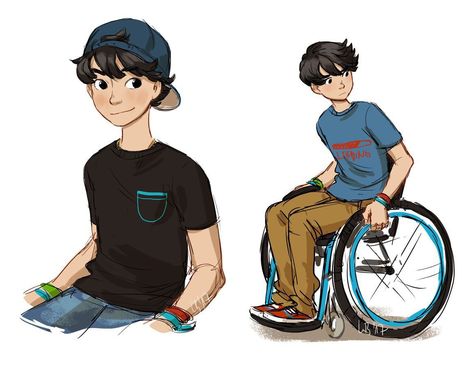 Wheelchair Drawing, Wheelchair Art, Base Anime, Boy Drawing, Disabled People, Drawing Base, Drawing Reference Poses, Funky Art, Cute Characters