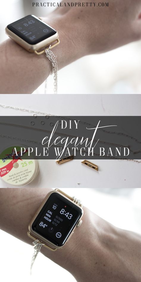 This dainty Apple Watch band will save you money and you will have the perfect watch band for fancy occasions. See step by step how to make it yourself! I feel like so many apple watch bands are so bulky. It makes sense. They’re geared toward people exercising and wearing them all day. I wanted something that would look a little better for church or dressier occasions. This is a really simple DIY when you know what to use. You could also use beads if you prefer that look over the simple chains Diy Apple Watch Band, Diy Watch Band, People Exercising, Diy Apple, What To Use, Diy Electronics, Simple Diy, Clever Diy, Creative Thinking