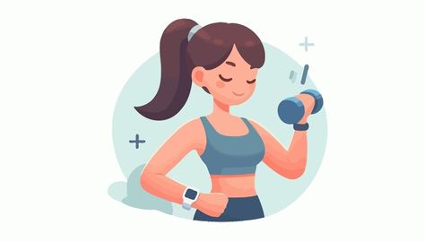 A cartoon of a woman doing exercise with dumbbells | Premium AI-generated vector Exercising Cartoon, Exercise With Dumbbells, Do Exercise, A Cartoon, Graphic Resources, A Woman