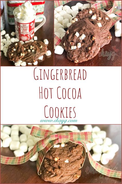 Gingerbread Hot Cocoa Cookies Gingerbread Hot Cocoa, Hot Cocoa Cookies, Cookies Holiday, Hot Cocoa Recipe, Cocoa Recipes, Cocoa Cookies, Cookie Exchange, Holiday Food, Different Recipes