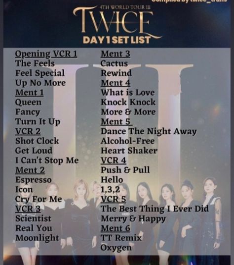 Twice Songs List, Twice Concert, Twice Songs, Merch Ideas, Merry Happy, Song List, All Songs, Feeling Special, What Is Love