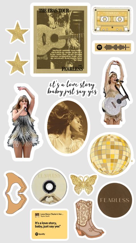 Fearless stickers ✨ Taylor Swift Fearless Era Aesthetic, Taylor Swift Fearless, Scrapbook Book, Taylor Swift Posters, Scrapbook Stickers Printable, Bullet Journal Ideas Pages, Diy Plans, Aesthetic Stickers, Scrapbook Stickers