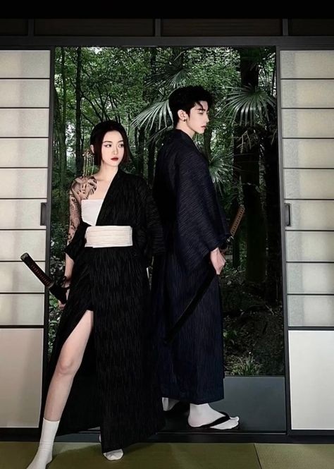 Kimono Couple Photoshoot, Japanese Yakuza Aesthetic, Yakuza Fashion, Yakuza Outfit, Yakuza Aesthetic, Japanese Photoshoot, Kimono Photoshoot, Yakuza Girl, Kimono Aesthetic