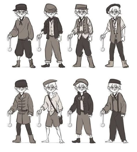 Adventure Clothes Drawing Male, Poor Clothes Drawing, Satchel Drawing Reference, Village Clothes Drawing, 1920s Character Design Male, 1800s Character Design, Clothing Sketches, My Days, Arte Inspo