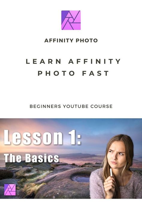 You can learn how to use Affinity Photo fast with this YouTube video course. Lesson 1, the basics of Affinity Photo. Affinity Photo Tutorial, Photography Software, Affinity Photo, Editing Skills, Lesson 1, Video Course, Affinity Designer, Editing Tools, Photo Tutorial