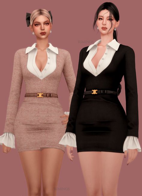 Posh Clothing, Female Office, Sims 4 Dresses, Sims 4 Mm, Sims Hair, Sims 4 Mods Clothes, Pin Up Dresses, Sims 4 Cc Finds, Sims 4 Clothing