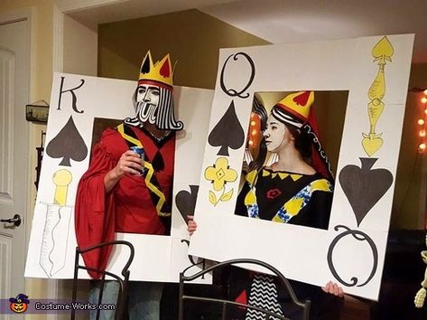 Brittany: My boyfriend and I are wearing this DIY costume that I constructed with inspiration from the internet itself, specifically Pinterest! Browsing for ideas I came upon this little number! I... King Of Hearts Costume, Halloween Costume Contest Winners, Homemade Costume Ideas, Costume Contest Winner, 2017 Halloween Costumes, Black Maria, Card Costume, Halloween Costumes 2014, Best Couples Costumes