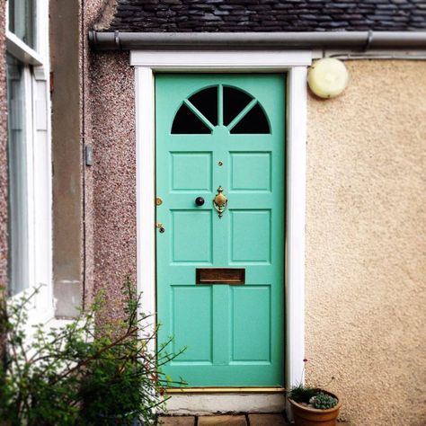 Love this door! Front Door Farrow And Ball, Green Front Door, Ball Inspiration, Period Color, Green Front Doors, Contemporary Kitchen Cabinets, Scenic Wallpaper, Wall Exterior, Farrow And Ball