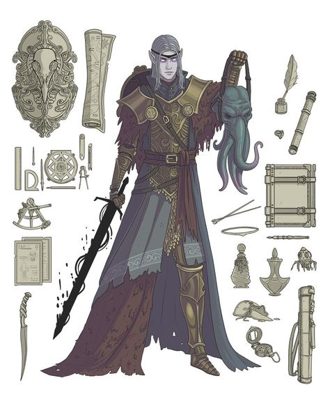 ArtStation - Inventory Series Dark Dnd Characters, Arcana Cleric, Warlock Dnd Character Concept, D&d Pirate, Dnd Warlock Character Design, Hexblade Warlock, Warlock Dnd, Fantasy Inspo, Blood Hunter