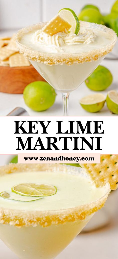 Key Lime Pie Martini – If you love creamy and tart cocktails, you need to try this Key Lime Martini! Inspired by the classic key lime pie, this cocktail makes the perfect treat. This easy key lime martini is basically a dessert in a glass! Spring cocktails, summer cocktails, fruity cocktails, citrus cocktails, easy spring cocktails. Lime Drinks Cocktails, Lime Martini, Key Lime Pie Martini, Key Lime Martini, Easy Spring Cocktails, Cocktails Easy, Key Lime Pie Easy, Cocktails Summer, Lime Drinks