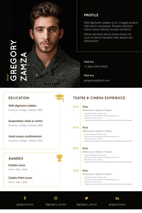 two variants of design ( check previews) clean style Acting resume template includes:  2 styles Indesign resume template free fonts Use it to create your perfect acting resume! Lights, camera, action—the perfect acting resume is about to enter the spotlight.  Suitable for ats resume template Theatre Resume, Indesign Resume, Actor Resume, Indesign Resume Template, Acting Resume Template, Acting Resume, Indesign Free, Ats Resume, Resume Pdf