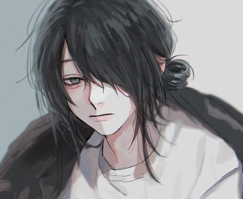 Black Hair Anime Aesthetic, Guy With Long Black Hair Drawing, Anime Guy Long Hair Ponytail, Long Hair Anime Boy, Anime Boy Long Hair, Anime Long Hair, Black Hair Boy, Tomboy Art, Roleplay Characters