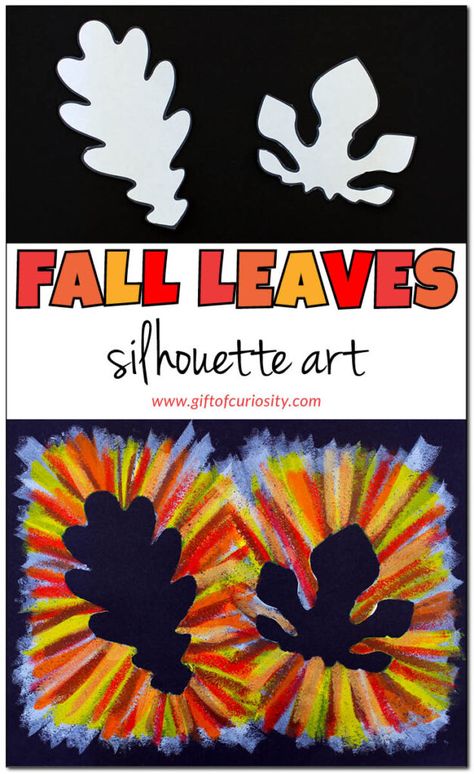 Fall Leaves Silhouette Art Leaf Silhouette Art, Fall Leaf Art, Fall Leaf Art Projects, Autumn Preschool Theme, Leaves Silhouette, Negative Space Art, Preschool Fall, Autumn Leaves Art, Fall Arts And Crafts