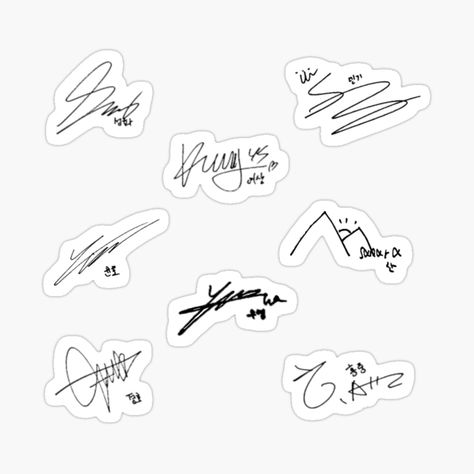 Get my art printed on awesome products. Support me at Redbubble #RBandME: https://www.redbubble.com/i/sticker/Ateez-Signatures-by-K-skztee/84156046.EJUG5?asc=u Ateez Signature, Ateez Stickers, Sticker Cute, Hair Reference, Aesthetic Stickers, Cute Design, Case Stickers, Sticker Sheets, Cute Designs