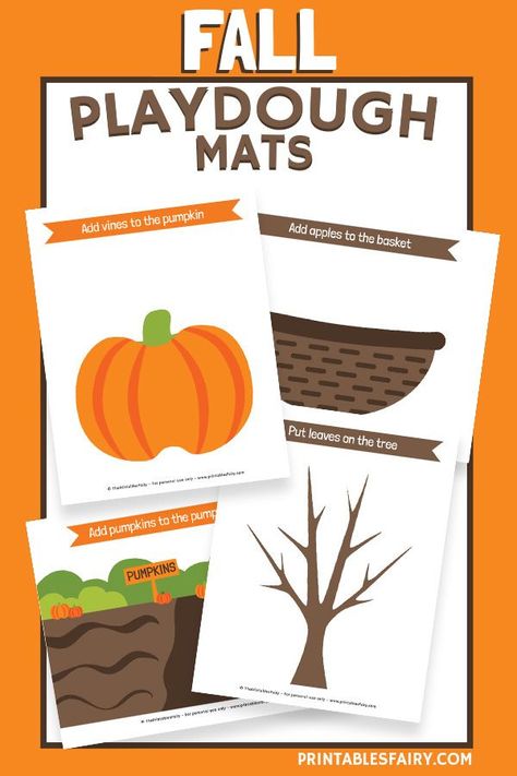 Fall Playdough Mats Playdough Mats Free Printables, Fall Playdough Mats, Fall Playdough, Thanksgiving Activities For Toddlers, Make Playdough, Fall Activities For Toddlers, Toddler Printables, Fall Lesson Plans, Thanksgiving Games For Kids