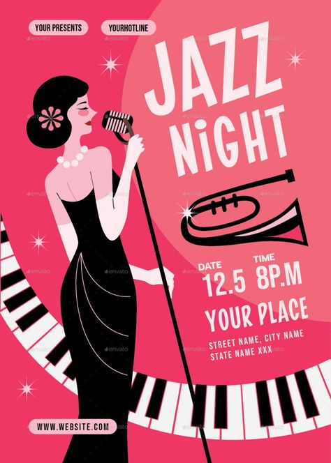 Jazz Night Flyer Jazz Night Poster, Piano Drawing, Jazz Night, Jazz Party, Jazz Quartet, Minimal House, Jazz Bar, Design Art Drawing, Illustrator Design Tutorial