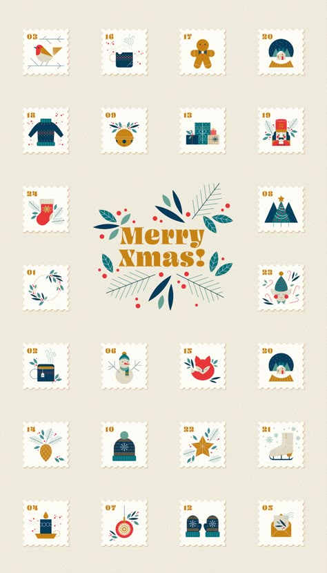 Advent Calendar 2020 on Behance Advent Calendar Graphic Design, Avent Calendar, Calendar Graphic, Christmas Posts, Advent Calenders, Christmas Hamper, Christmas Calendar, Calendar 2020, Christmas Graphics