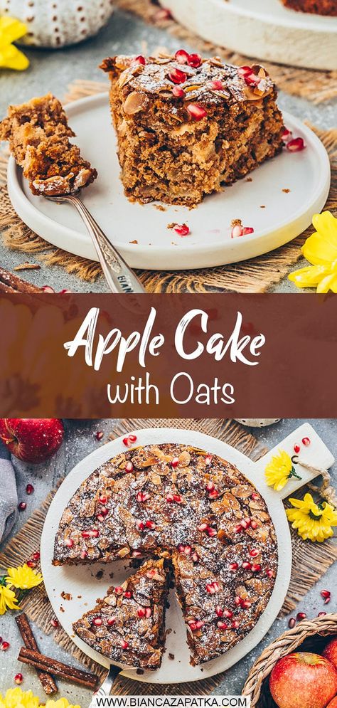 Vegan Apple Oatmeal, Apple Oatmeal Cake, Vegan Cheesecake Easy, Vegan Food Pyramid, Recipe With Oats, Apple Carrot Muffins, Healthy Apple Cake, Vegan Apple Cake, Vegan Bbq Recipes