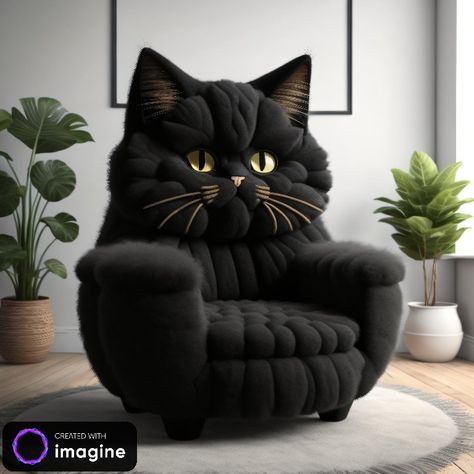 Cat Chair, Weird Furniture, Fantasy Furniture, Unusual Furniture, Whimsical Furniture, Cute Furniture, Image Chat, A Black Cat, Cute Bedroom Decor