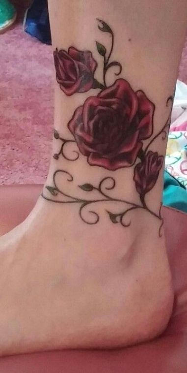 Rose Vine Ankle Tattoo, Rose Anklet Tattoos For Women, Rose Vine Tattoo, Rose Tattoo On Ankle, Rose Vine Tattoos, Tattoo Ankle, Vine Tattoo, Ankle Tattoos For Women, Ankle Tattoos