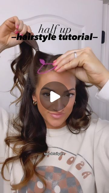 Amelia Gaerte on Instagram: "Half-up hairstyle tutorial 😘 

👉SAVE for later and follow for more!

Instead of just pulling your hair up into one pony, try splitting it into two with a diagonal part! 👏 Add the little fun buns or leave them out!

#halfuphairstyle #hairtutorial #halfuphair #hairstyletutorial #hairstyleinspo #hairstyleidea #hairreel #cutehairstyle #funhairstyles #hairfunfridays #hairstyleoftheday #cutehair" Fun Buns Hairstyles Half Up, Two Half Buns Hairstyle, Pony Tailed Hairstyle With Bangs, Fun Half Up Hairstyles, Half Up Two Ponytails, Two Buns Hairstyle Half Up, Half Up Half Down Hair High Pony, Half Up Pigtails Hairstyles, Two Ponytails Half Up Half Down