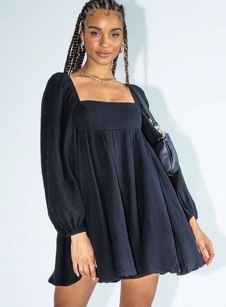 Dresses | White & Black Dresses | Princess Polly USA Black Babydoll Dress, Dresses Princess Polly, Black Long Sleeve Mini Dress, All Black Dresses, Dresses Princess, Brunch Dress, Pink Formal Dresses, Mini Dress Black, Straight Neckline