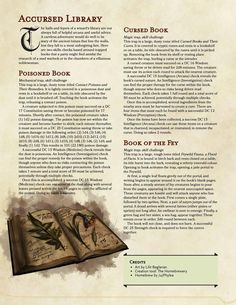 Accursed Library (three book-based skill challenges) - Album on Imgur Dnd Heist Ideas, Dm Resources, Dnd Dm, Dnd Homebrew, Dnd Items, Magical Items, Dungeon Master's Guide, Dungeons And Dragons 5e, D D Items