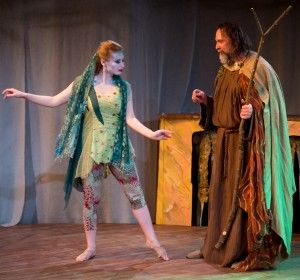 Callie Johnson as Ariel and Dave Skvarla as Prospero in City Lit's production of Shakespeare's THE TEMPEST - Photo by Cole Simon. Ariel The Tempest, Tempest Costumes, The Tempest Shakespeare, Magic Staff, Chicago Theater, Shakespeare In The Park, Shakespeare Theatre, The Tempest, Swan Song