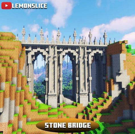 Minecraft Castle Archway, Minecraft Building Bridge, Minecraft Bridges Ideas, Medieval Bridge Minecraft, Minecraft Castle Bridge, Bridge Minecraft Ideas, Minecraft Building Ideas Castle, Stone House Minecraft, Minecraft Castle Blueprints Step By Step