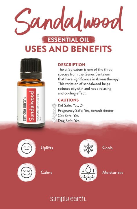 Sandalwood Essential Oil Benefits, Homemade Perfumes, Sandalwood Benefits, Essential Oils Properties, Essential Oil Chart, Simply Earth, List Of Essential Oils, Essential Oil Diffuser Blends Recipes, Product Ingredients