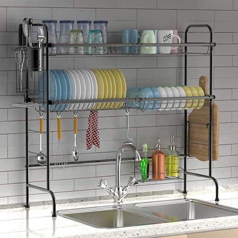 Desain Pantry, Dish Drying Rack, Small Kitchen Decor, Diy Kitchen Storage, Kitchen Interior Design Modern, Kitchen Design Plans, Dish Rack, Kitchen Must Haves, Small Balcony Decor