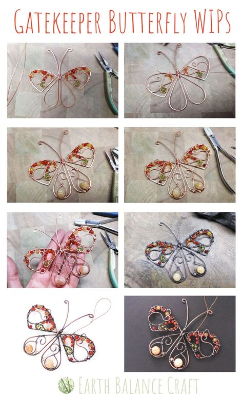 Gatekeeper_WIPs_MutliBlock Gatekeeper Butterfly, Wire Butterflies, Beaded Wire Art, Wire Butterfly, Crystal Suncatchers Diy, Dragon Fly Craft, Butterfly Suncatcher, Wire Projects, Wire Jewelry Patterns