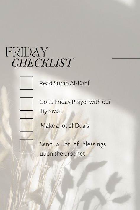 Our Friday Checklist #friday #checklist #muslim #prayerinspiration Friday To Do List Islam, Ramadan Planner Ideas, Ramadan Planner, Surah Al Kahf, Journal Mood Tracker Ideas, Mood Tracker Ideas, Bullet Journal Mood Tracker, Journal Mood Tracker, Bullet Journal Mood Tracker Ideas