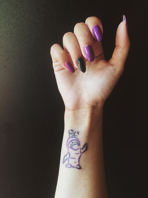 Disney Tattoos Monsters Inc, Cinderella Inspired Tattoos, Monsters Inc Tattoo Ideas, Boo Monsters Inc Tattoo, Sully Tattoo, Monsters Inc Tattoo, Sullivan Y Boo, Boo Tattoo, Buu Monster Inc